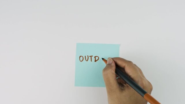 hand writing Outdoor Walks with marker on post it note, habits and healthy lifestyle self affirmation cards stock video
