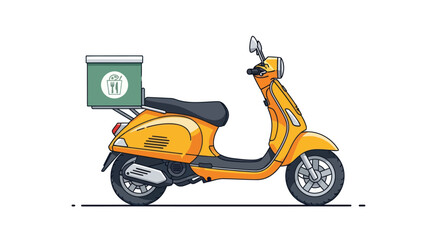 Obraz premium Yellow Delivery Scooter with Green Box Illustration.
