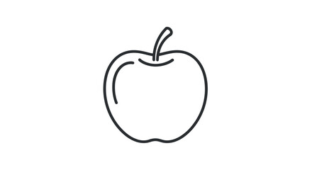 Fototapeta premium Simple Line Drawing of a Red Apple with Stem.