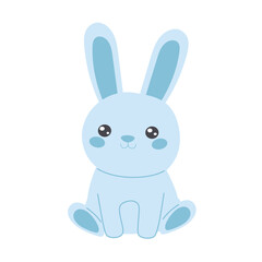 Cartoon blue bunny vector with pastel colors. Great for kids’ apparel, wall art, coloring pages, nursery prints and educational projects.