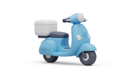 Adorable light blue retro scooter with a white cargo box. © Ilma