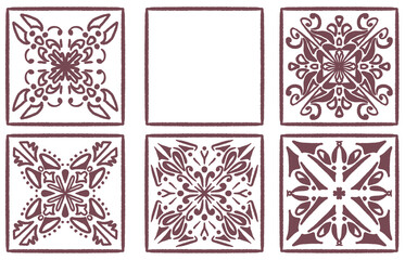 Six Decorative Tile Pattern Set