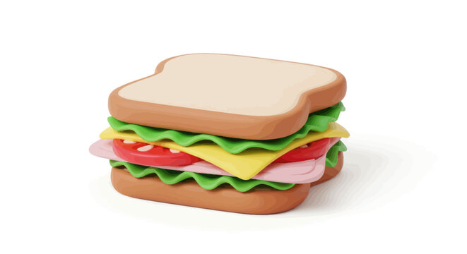 A Realistic Toy Sandwich with Layers of Bread Lettuce Cheese and Ham.