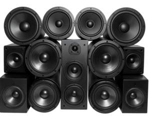 speakers on a white background