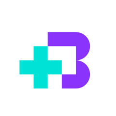 Obraz premium Modern minimal letter B plus medical logo
