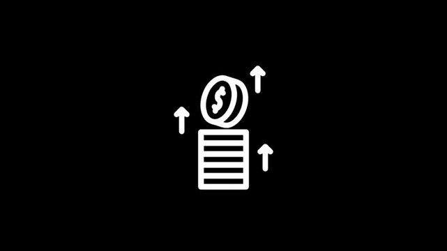 Financial growth concept with coins and upward arrows on a black background.