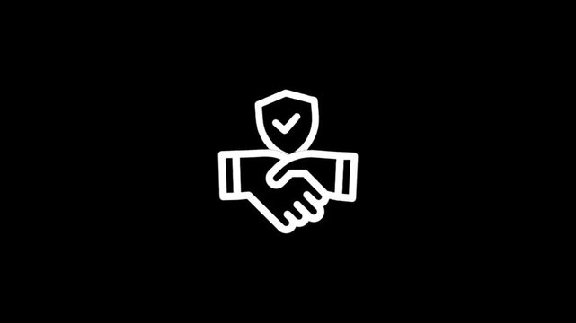 Handshake with a shield icon representing security and agreement.