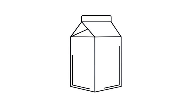 Simple Line Art Illustration of a Milk Carton.