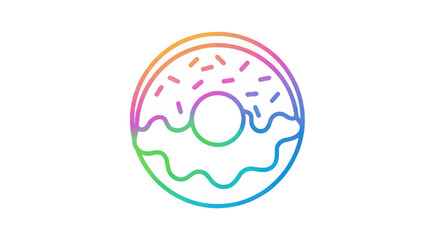 Obraz premium Colorful Outline Donut Icon with Rainbow Gradient and Sprinkles.
