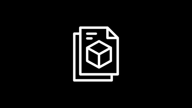 Geometric cube design on paper icon