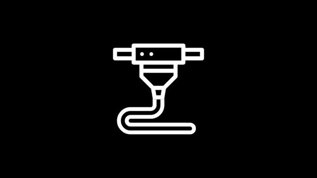 3D printer icon on black background