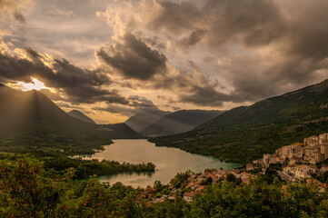 Lake Barrea is an artificial lake in the province of L'Aquila, in the Alto Sangro area; created in 1951 by damming the Sangro River near the Barrea Gorge, between the Marsicani Mountains.