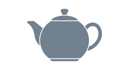Classic gray teapot icon with lid spout and handle.