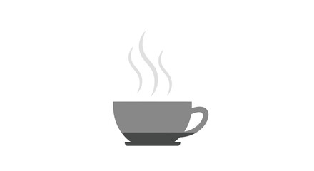 Simple Gray Coffee Cup with Rising Steam.