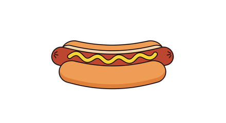A Classic Hot Dog with Mustard in a Bun.