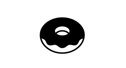 Simple Black and White Glazed Donut Icon.