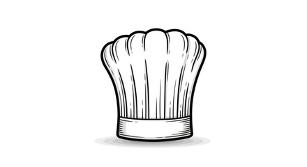 Detailed Black and White Illustration of a Chefs Hat.