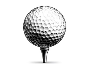 Detailed golf ball on tee, stylized graphic design