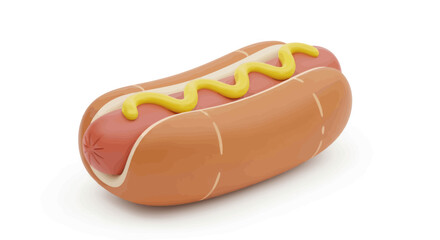 Classic Hot Dog in a Bun with Yellow Mustard.