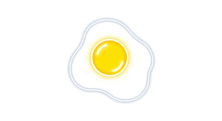 Cartoon Illustration of a Fried Egg with Sunny-Side Up Yolk.