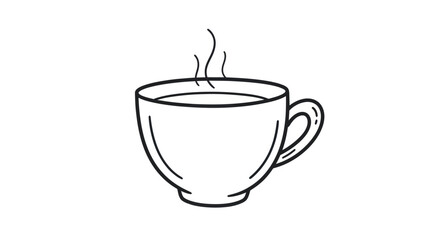 Steaming Cup of Tea Hand-Drawn Illustration.
