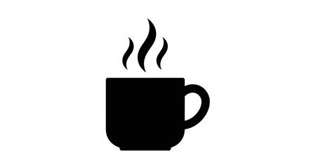 Black Silhouette of a Steaming Coffee Mug.