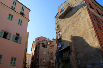 Old residential buildings with balconies in Bastia, France, Corsica, Bastia, 20 June 2025