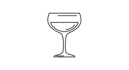 Outline Illustration of a Wine Glass with Liquid.