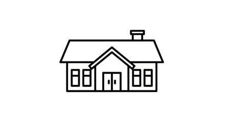 Simple Line Drawing of a Residential House.