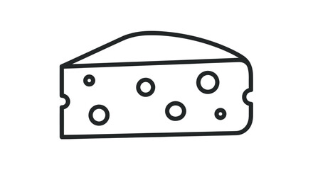 Obraz premium Simple Line Art Illustration of a Wedge of Cheese with Holes.