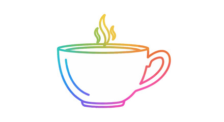 Colorful Outline of a Hot Drink Cup.