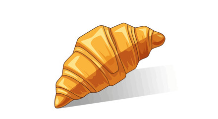 Cartoon Croissant Golden and Flaky Pastry.