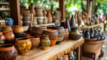 Fototapeta premium Artisan Pottery: A Showcase of Handcrafted Clay Vessels