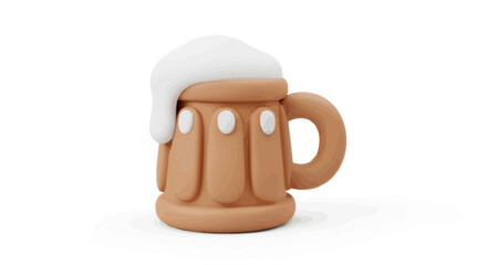 Cartoon-Style Beer Mug with Overflowing White Foam.