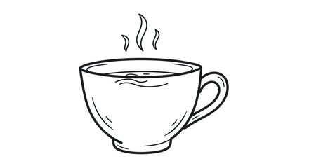 Hand-drawn illustration of a steaming coffee cup.