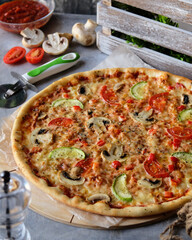 Savor the Delicious Vegetable Pizza Freshly Baked with a Variety