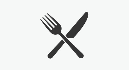 Crossed Silver Fork and Knife Icon Symbolizing Dining and Food.