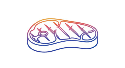 Colorful Line Art Illustration of a Grilled Steak with Bone.