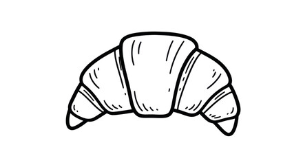 Hand-drawn Outline Sketch of a Delicious Croissant Pastry.
