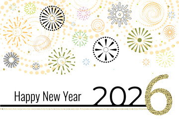 happy new year 2026 card with congratulations and firework