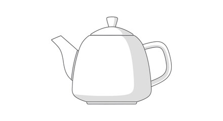 Simple Line Art Teapot Illustration with Lid and Handle.