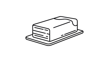 Minimalist line art icon of a stick of butter melting on a small dish.