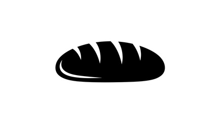 Simple Black Bread Loaf Icon with Sliced Top.