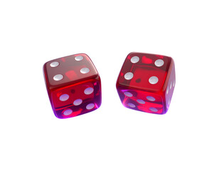 Futuristic Twin Red Dice with Holographic Grid and Laser Lights PNG