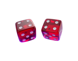 Futuristic Twin Red Dice with Holographic Grid and Laser Lights PNG