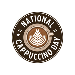 National Cappuccino Day coffee cup latte art badge