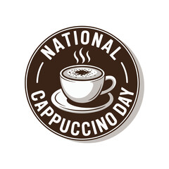National Cappuccino Day coffee cup badge saucer steam