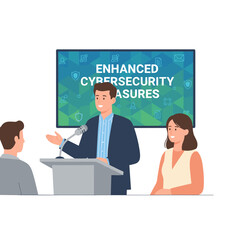 At the seminar, a forum with tablets and business leaders presented on enhanced cybersecurity measures, while digital technology, conference, and compliance managers discussed data encryption