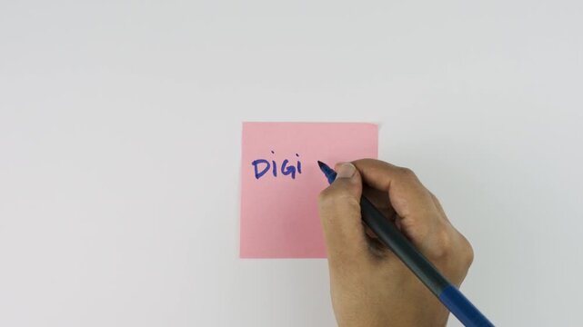 hand written message on post-it note with word 'Digital Detox' for off-screen time and mindful living, self affirmation tags video 