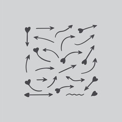 Curved and Straight Heart Arrows Vector